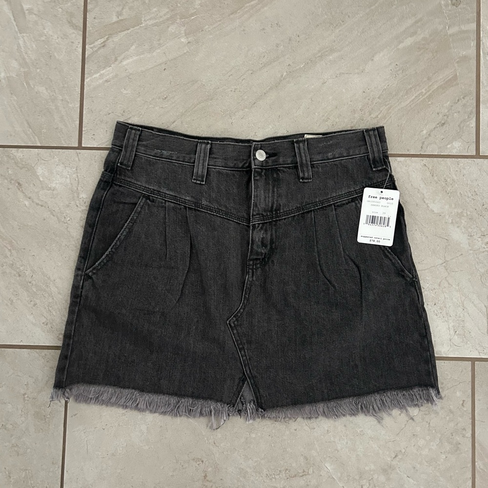 Free People Charcoal Denim Skirt